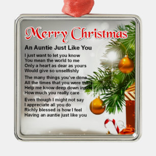 Auntie Poem - Christmas Design Metal Ornament