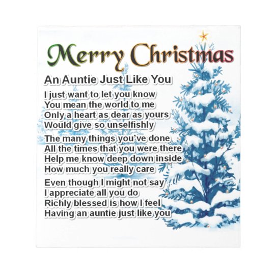 Auntie Poem Christmas Design Notepad | Zazzle.com.au