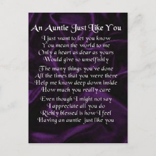 Auntie Poem - Purple Postcard