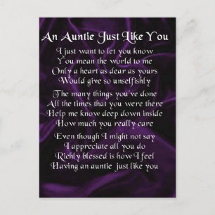 Auntie Poem - Purple Postcard