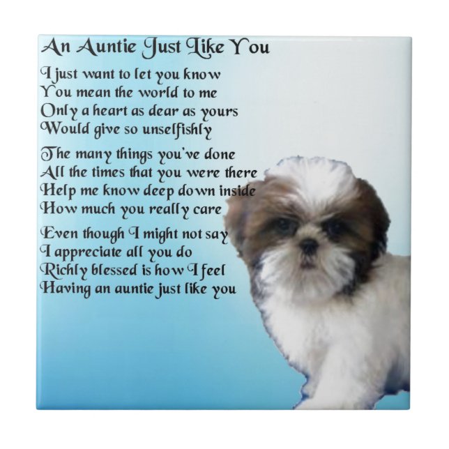Auntie Poem  - Shih Tzu Dog design Tile (Front)