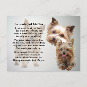 Auntie Poem - Yorkshire terrier Postcard