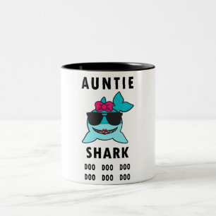 AUNTIE SHARK DOO DOO DOO Two-Tone COFFEE MUG