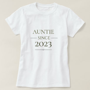 Auntie Since Personalised Year Minimal Family Role T-Shirt