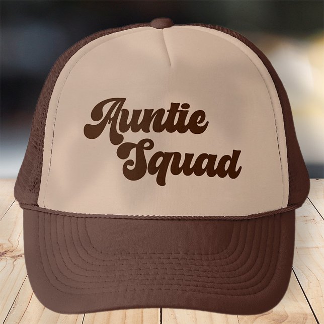 Auntie Squad Simple Vintage Retro Typography Trucker Hat (Creator Uploaded)