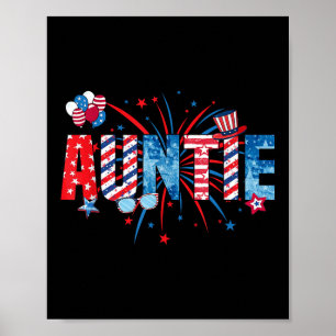 Auntie Sungles Usa Flag Fireworks Patriotic 4th Of Poster