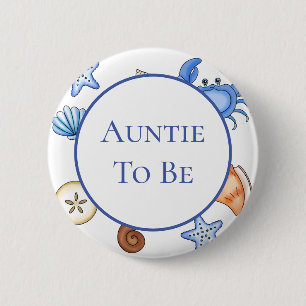 Auntie To Be   Baby Shower in Beach Theme 6 Cm Round Badge