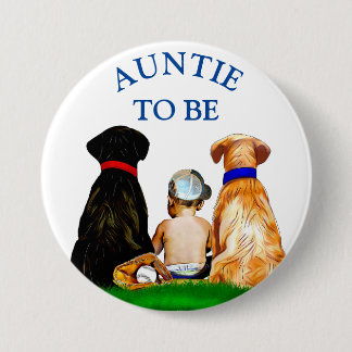 Auntie to be Baseball Boy's Baby Shower  7.5 Cm Round Badge