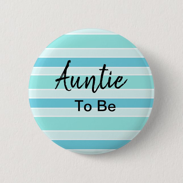 Auntie To Be Blue and Teal Baby Shower 6 Cm Round Badge (Front)