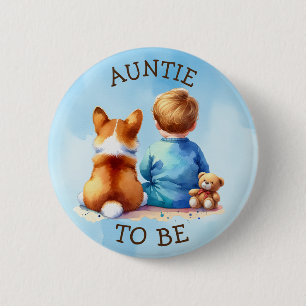 Auntie To Be   Boy's Baby Shower 6 Cm Round Badge