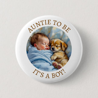 Auntie to Be | Boy's Baby Shower 6 Cm Round Badge