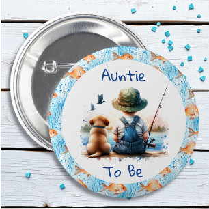 Auntie to Be   Fishing Themed Baby Shower 6 Cm Round Badge
