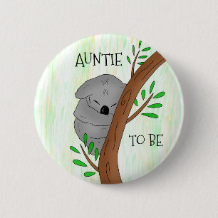 Auntie To Be   Koala Baby Shower 6 Cm Round Badge