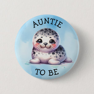 Auntie to be   Polar Arctic Winter Baby Shower 6 Cm Round Badge