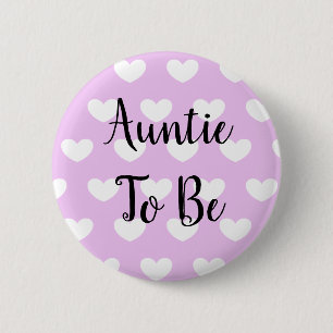 Auntie to be Purple Hearts Baby Shower 6 Cm Round Badge