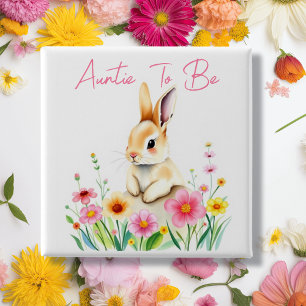 Auntie To Be   Woodland Themed Baby Shower 15 Cm Square Badge