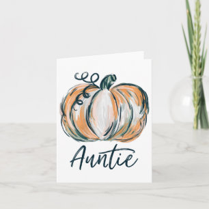 Auntie Watercolor Pumpkin Fall Thanksgiving Hallow Card