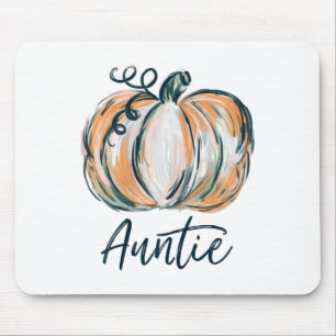 Auntie Watercolor Pumpkin Fall Thanksgiving Hallow Mouse Pad