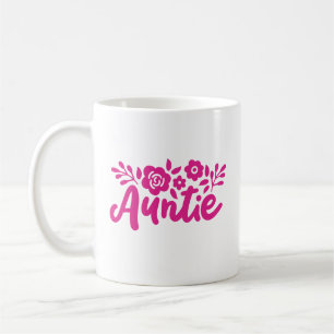 "Auntie" with flowers, custom colour Coffee Mug