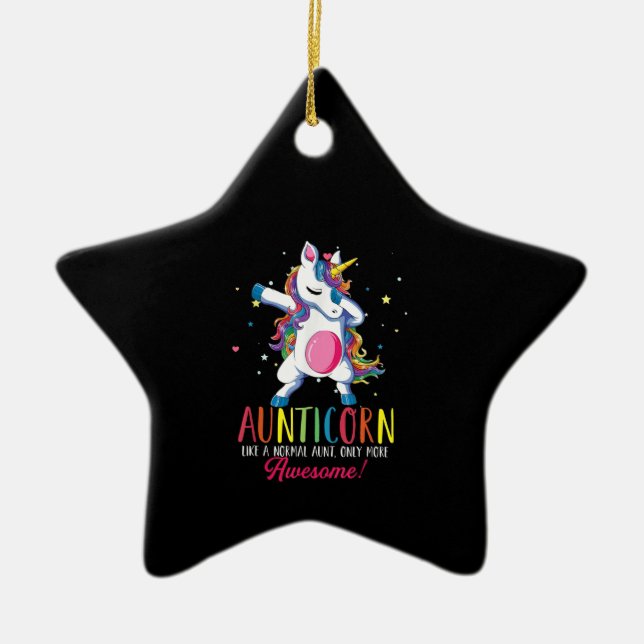 auntiecorn like an aunt only awesome dabbing unico ceramic ornament (Front)