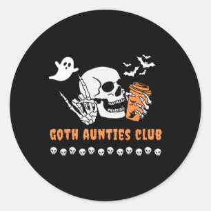 Aunties Club Aunt Halloween Spooky Gothic Skeleton Classic Round Sticker