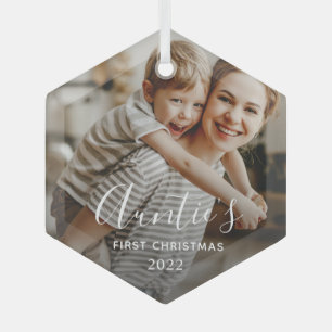 Auntie's First Christmas Glass Ornament