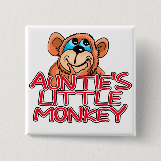Auntie's Little Monkey Tshirts and Gifts 15 Cm Square Badge (Front)