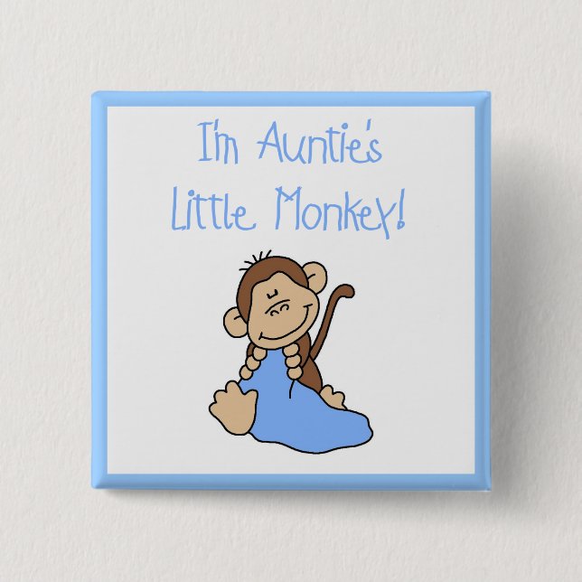 Auntie's Monkey - Blue Tshirts and Gifts 15 Cm Square Badge (Front)