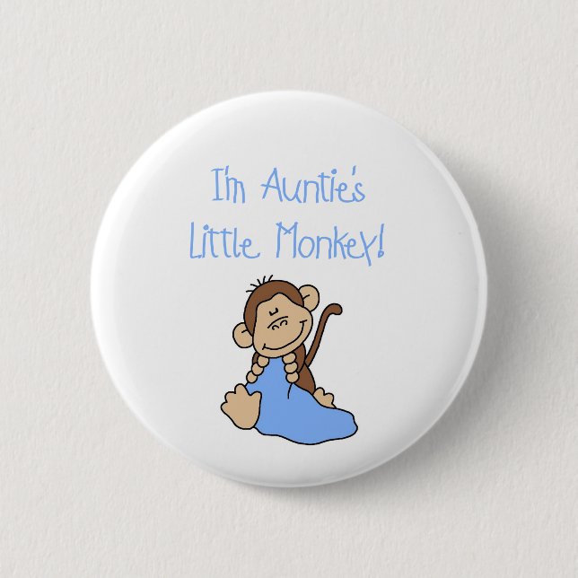 Auntie's Monkey - Blue Tshirts and Gifts 6 Cm Round Badge (Front)