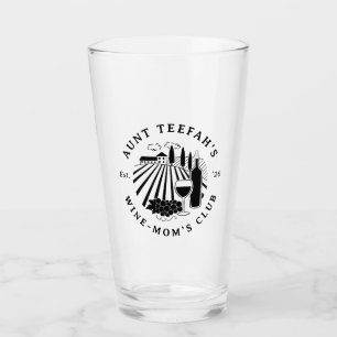 Auntie's Wine Club For Moms T-Shirt - Black Glass