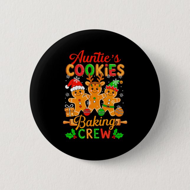 Auntie's Xmas Cookie Baking Crew Funny Baker Ginge 6 Cm Round Badge (Front)