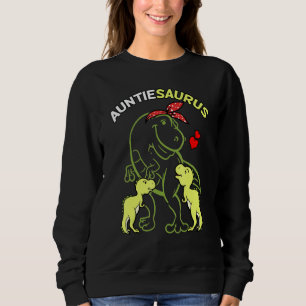Auntiesaurus Auntie 2 Kids Dinosaur Aunt Uncles Da Sweatshirt