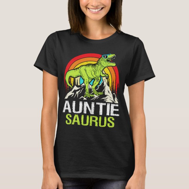 Auntiesaurus Dinosaur T Rex Auntie Saurus Funny Au T-Shirt (Front)