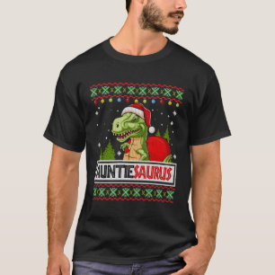 Auntiesaurus Funny Auntie Dinosaur Ugly Christmas T-Shirt