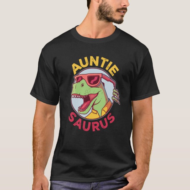 Auntiesaurus Rex Dinosaur Auntie Saurus Family Mat T-Shirt (Front)