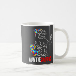 Auntiesaurus T Rex Dinosaur Autism Awareness Aunti Coffee Mug