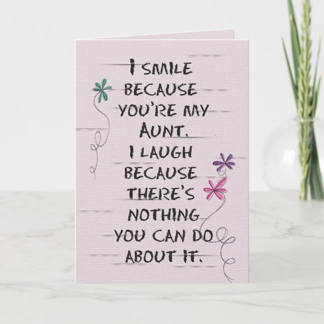 Aunt's Birthday with glitter flowers Card (Front)