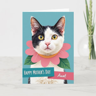 Aunts Black White Cat Card
