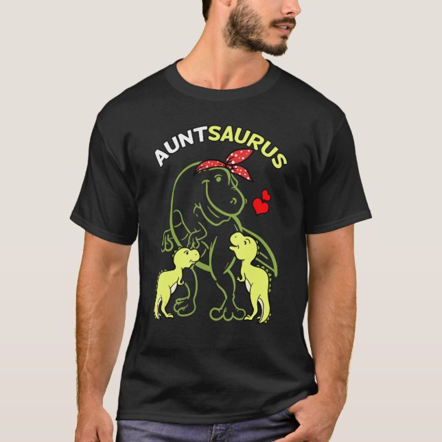 Auntsaurus Aunty 2 Kids Dinosaur Aunt Uncles Day T-Shirt (Front)