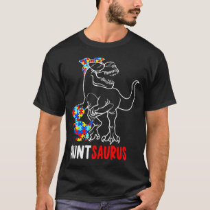 Auntsaurus T Rex Dinosaur Autism Awareness Aunt Sa T-Shirt