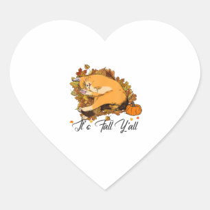 Auntumn Cat It’s Fall Y’all Pumpkins Autumn Hallow Heart Sticker