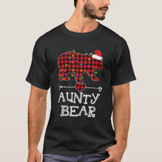 Aunty Bear Christmas Pajama Red Plaid Buffalo Fami T-Shirt