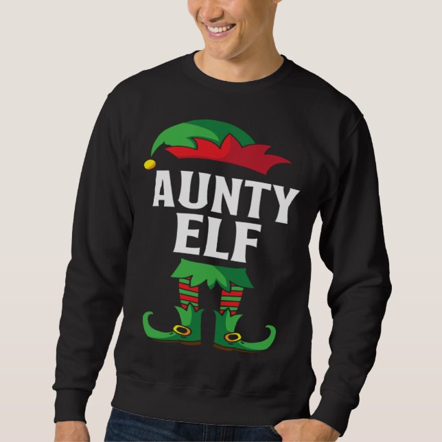 Aunty Elf Costume Christmas Holiday Matching Famil Sweatshirt (Front)