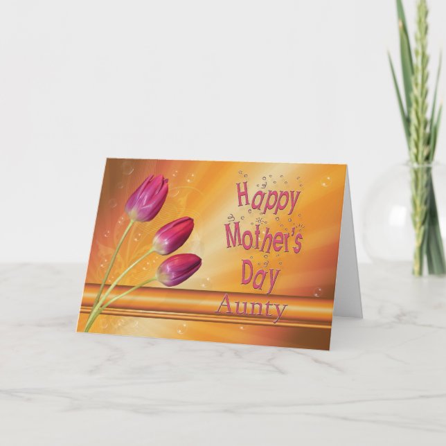 Aunty, Mother's Day, tulips full of sunshine Card (Front)
