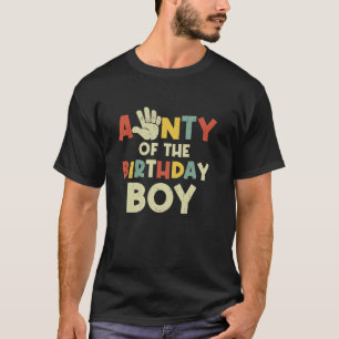 Aunty Of The Birthday Boy Hi Five 5 Year Old Bday T-Shirt