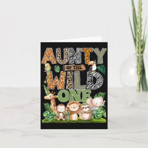 Aunty Of The Wild One 1st Birthday Kids Safari Card