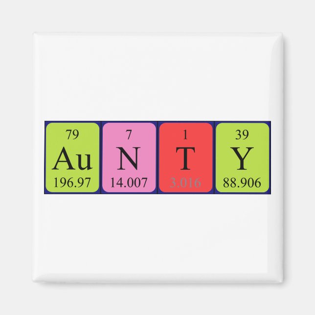 Aunty periodic table name magnet (Front)