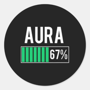 Aura 67% Charging Vibe Yoga Mindfulness Funny Six Classic Round Sticker