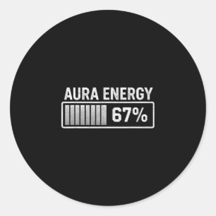 Aura At 67 Funny Six Seven Meme Gen Alpha Slang  Classic Round Sticker