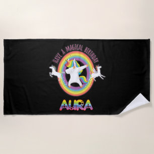 Aura Birthday  Aura Have A Magical Birthday Unicor Beach Towel